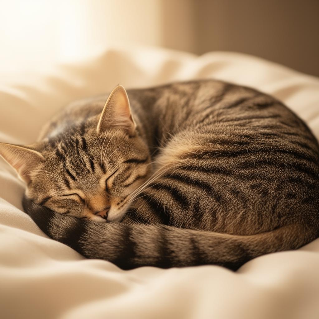 Gato dormindo em paz sob luz suave